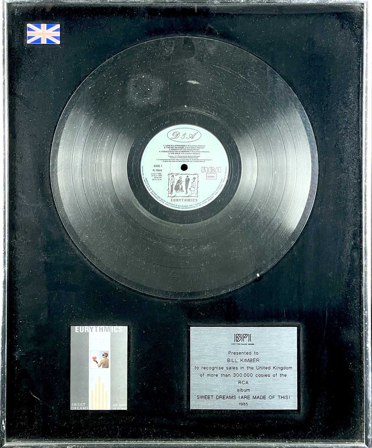 Lot 367 - Eurythmics BPI platinum disc.