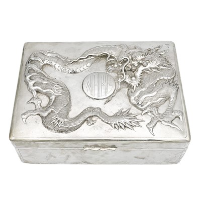 Lot 2 - A Chinese sterling silver cigar box, circa 1900.