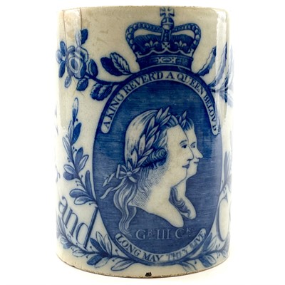 Lot 109 - A George III pearlware blue and white mug.