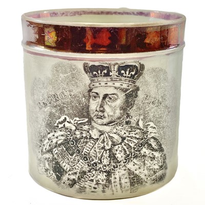 Lot 113 - A George IV pearlware coronation mug.