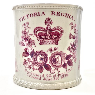 Lot 111 - A rare Read & Clementson Victoria Coronation mug.
