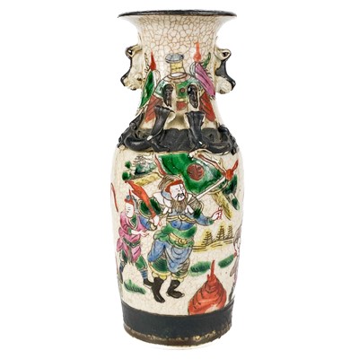 Lot 210 - A Chinese crackle glazed famille verte vase, late 19th century