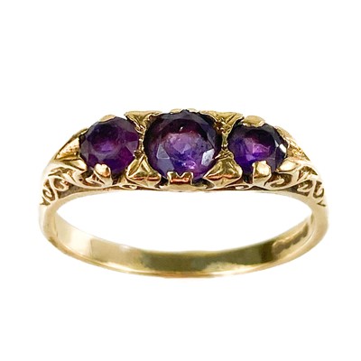 Lot 28 - Three 9ct gold stone set rings.