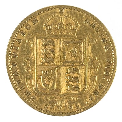 Lot 72 - An 1892 half sovereign coin