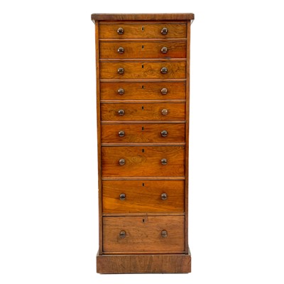 Lot 1800 - A 19th century walnut narrow collectors chest of drawers.