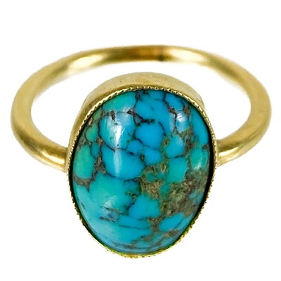 Lot 65 - A 19th century high purity gold turquoise set small ring.