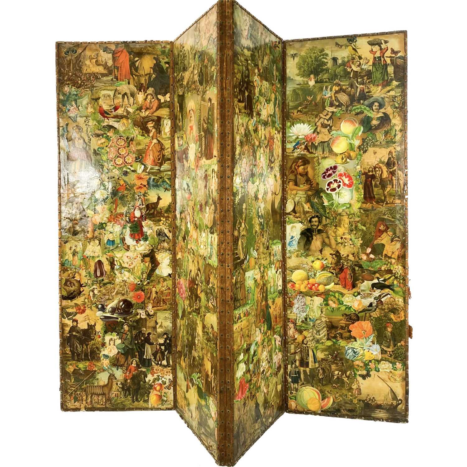 Scrap Screen Protector Lot 1862 - A four panel Victorian scrap screen with