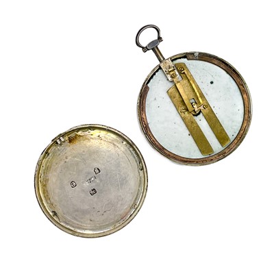 Lot 2 - A George III silver pocket compass and shagreen case.