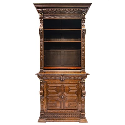 Lot 33 - A Victorian oak bookcase cabinet.