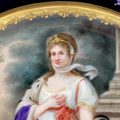 Lot 883 - A continental porcelain cabinet plate of Louise of Mecklenburg-Strelitz.