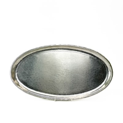 Lot 25 - An Art and Crafts stainless steel tray by Hugh Wallis.