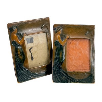 Lot 61 - A pair of Glasgow school style leather photograph frames.