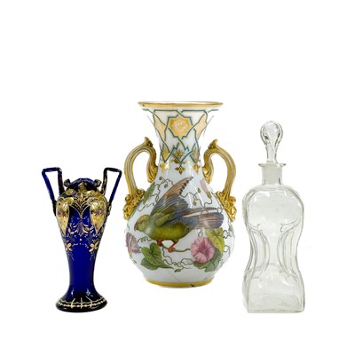 Lot 900 - A 19th century opaline glass twin handled vase possibly Baccarat.