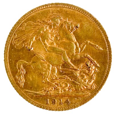 Lot 34 - A George V 1914 full sovereign coin.