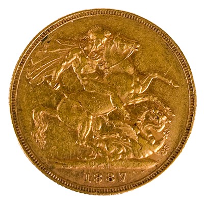 Lot 276 - A Victoria 1887 full sovereign coin.