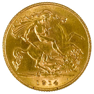 Lot 159 - A George V 1914 half sovereign coin.