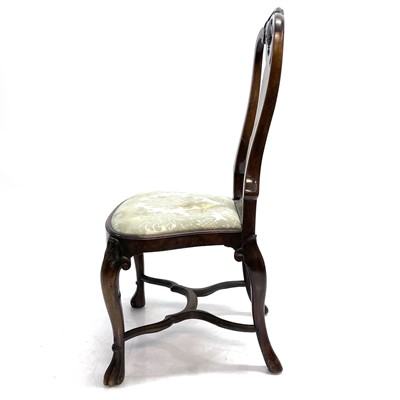 Lot 15 - A George I style walnut, shell carved and inlaid dining chair.