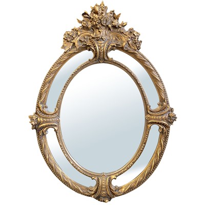 Lot 1882 - A late 20th century large oval mirror.