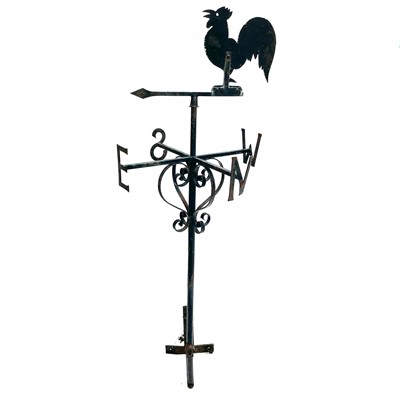 Lot 203 - A wrought iron weather vane with cockerel decoration.