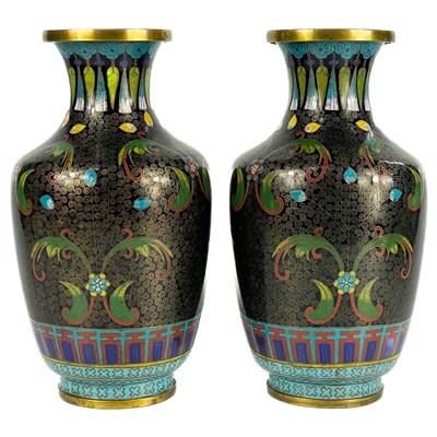 Lot 38 - A pair of Chinese cloisonne vases, circa 1900-1920.
