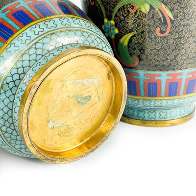 Lot 38 - A pair of Chinese cloisonne vases, circa 1900-1920.