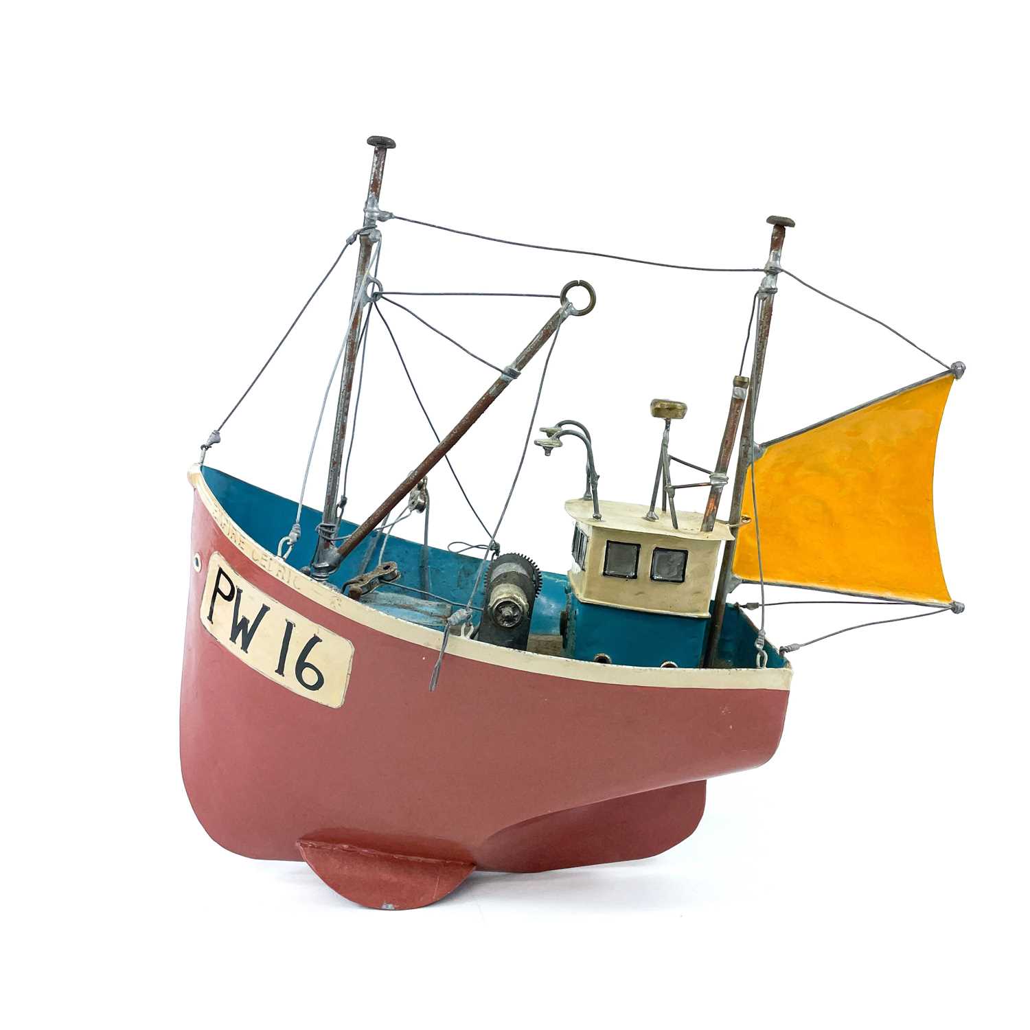 Lot 489 - Michael J KING Empire Cedric, a painted tin model fishing boat.