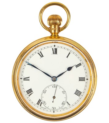 Lot 21 - A 9ct rose gold open face crown wind pocket watch.