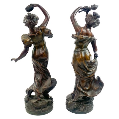 Lot 46 - A pair of French spelter figures.