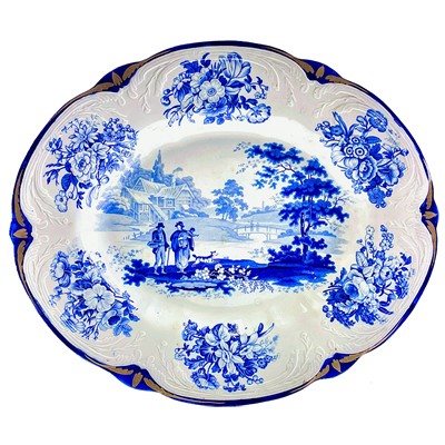 Lot 99 - A Turner earthenware blue and white meat plate.