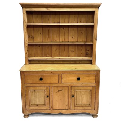 Lot 130 - A Victorian pine kitchen dresser.