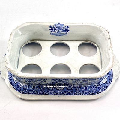 Lot 103 - A Minton Nankeen semi-china blue and white egg stand.