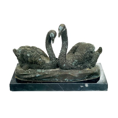 Lot 65 - A bronze sculpture of two swans by J B Deposee.