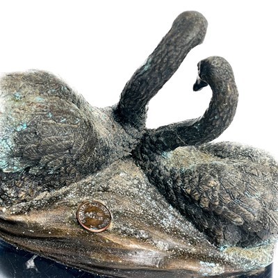 Lot 65 - A bronze sculpture of two swans by J B Deposee.