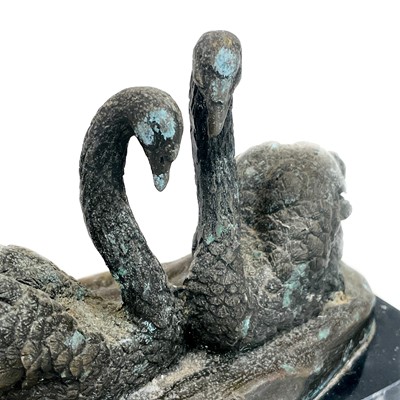 Lot 65 - A bronze sculpture of two swans by J B Deposee.