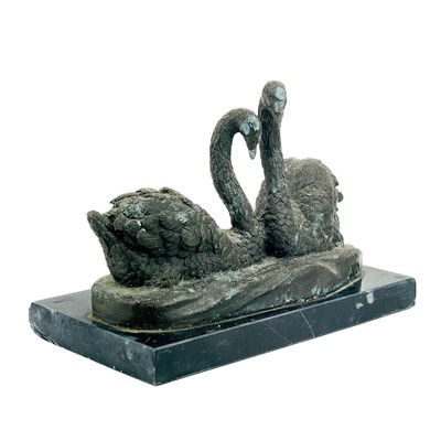 Lot 65 - A bronze sculpture of two swans by J B Deposee.