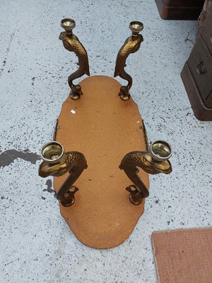 Lot 1928 - A Hollywood style brass and marble topped coffee table.