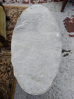 Lot 1928 - A Hollywood style brass and marble topped coffee table.
