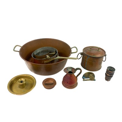 Lot 117 - A copper twin handled preserve/ jam pan.