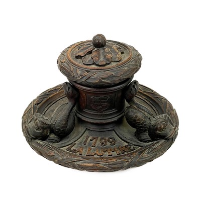 Lot 453 - La Lutine An oak inkwell or Standish made from timber recovered from the wreck.