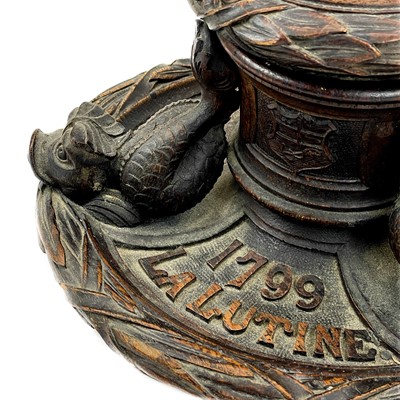 Lot 453 - La Lutine An oak inkwell or Standish made from timber recovered from the wreck.