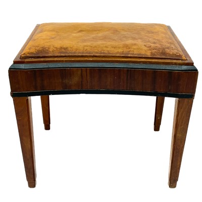 Lot 1802 - A Liberty & Co  Art Deco ebonised and walnut stool.