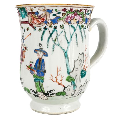 Lot 590 - A Chinese famille rose porcelain mug, 18th century.