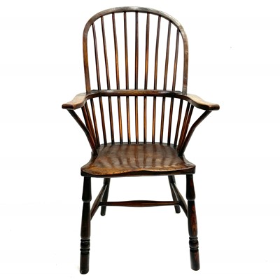 Lot 128 - An ash, beech and elm Windsor armchair.