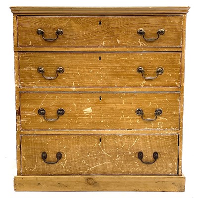Lot 79 - A late George III scrumbled pine four drawer chest.