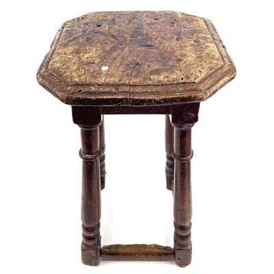 Lot 195 - A walnut square joined stool.