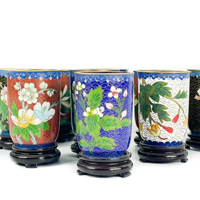 Lot 229 - Ten Chinese cloisonne tumblers, 20th century.