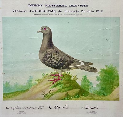 Lot 188 - Two French coloured lithographs of pigeons.