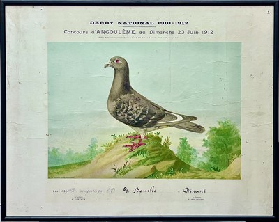 Lot 188 - Two French coloured lithographs of pigeons.