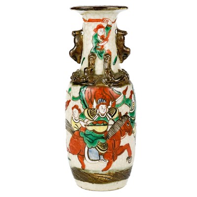 Lot 233 - A Chinese crackle glazed famille verte vase, late 19th century.