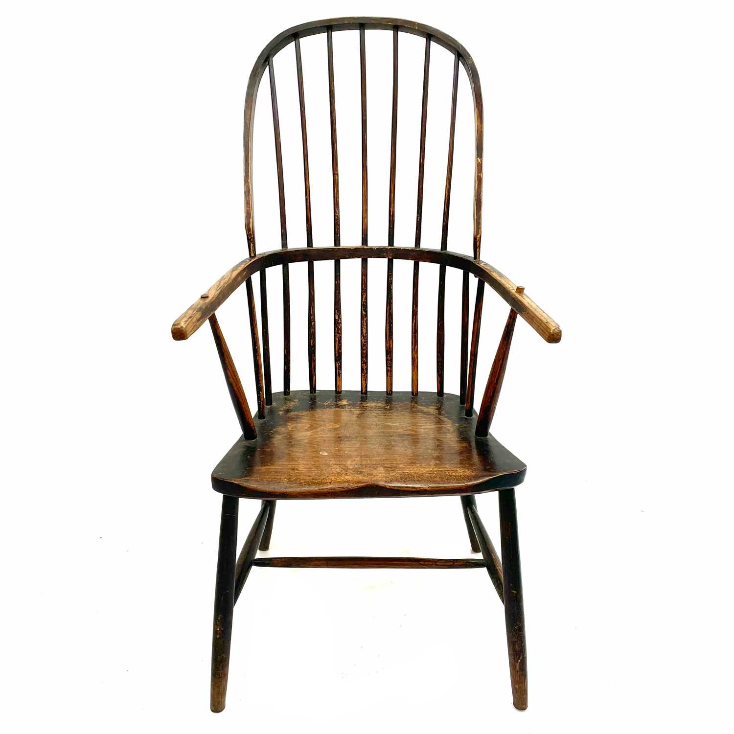 Lot 80 - A Cornish fruitwood and ash Windsor armchair.